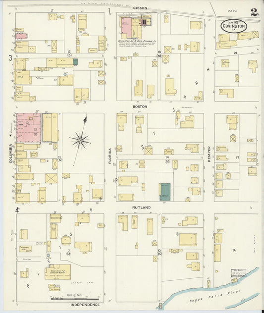 Sanborn Fire Insurance Map from Covington, Saint Tammany Parish, Louisiana (1909), Sheet #0002 - Historic Sanborn Fire Insurance Map Print, vintage old map wall art, antique decor, genealogy gift, Louisiana Louisiana map