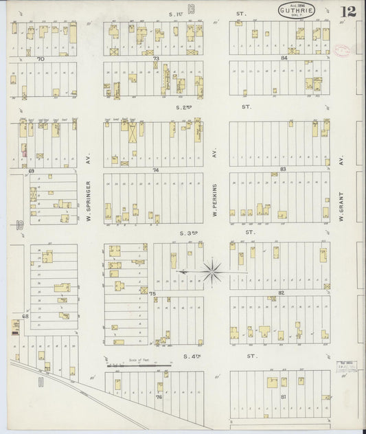 Sanborn Fire Insurance Map from Guthrie, Logan County, Oklahoma (1894), Sheet #0012 - Historic Sanborn Fire Insurance Map Print, vintage old map wall art, antique decor, genealogy gift, Oklahoma Oklahoma map