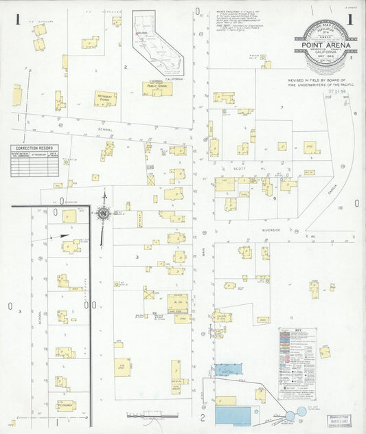 Sanborn Fire Insurance Map from Point Arena, Mendocino County, California (1946), Sheet #0001 - Complete Map Set gallery image, historic Sanborn map, vintage wall art, California California