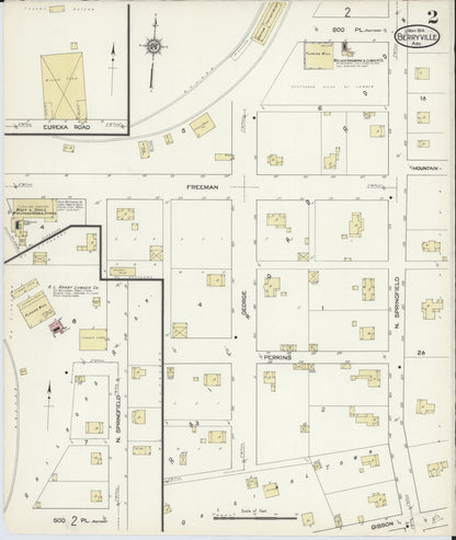 Sanborn Fire Insurance Map from Berryville, Carroll County, Arkansas (1914), Sheet #0002 - Complete Map Set gallery image, historic Sanborn map, vintage wall art, Arkansas Arkansas