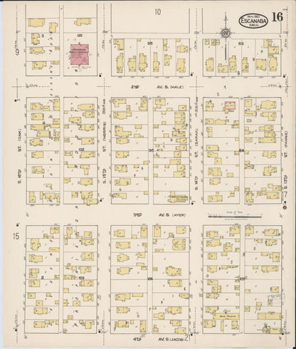 Sanborn Fire Insurance Map from Escanaba, Delta County, Michigan (1921), Sheet #0016 - Complete Map Set gallery image, historic Sanborn map, vintage wall art, Michigan Michigan