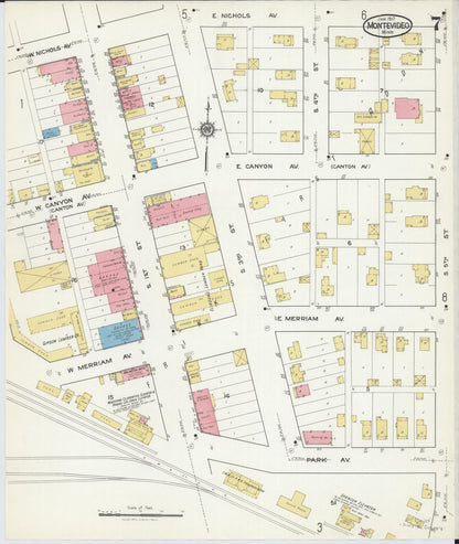 Sanborn Fire Insurance Map from Montevideo, Chippewa County, Minnesota (1917), Sheet #0007 - Historic Sanborn Fire Insurance Map Print, vintage old map wall art, antique decor, genealogy gift, Minnesota Minnesota map