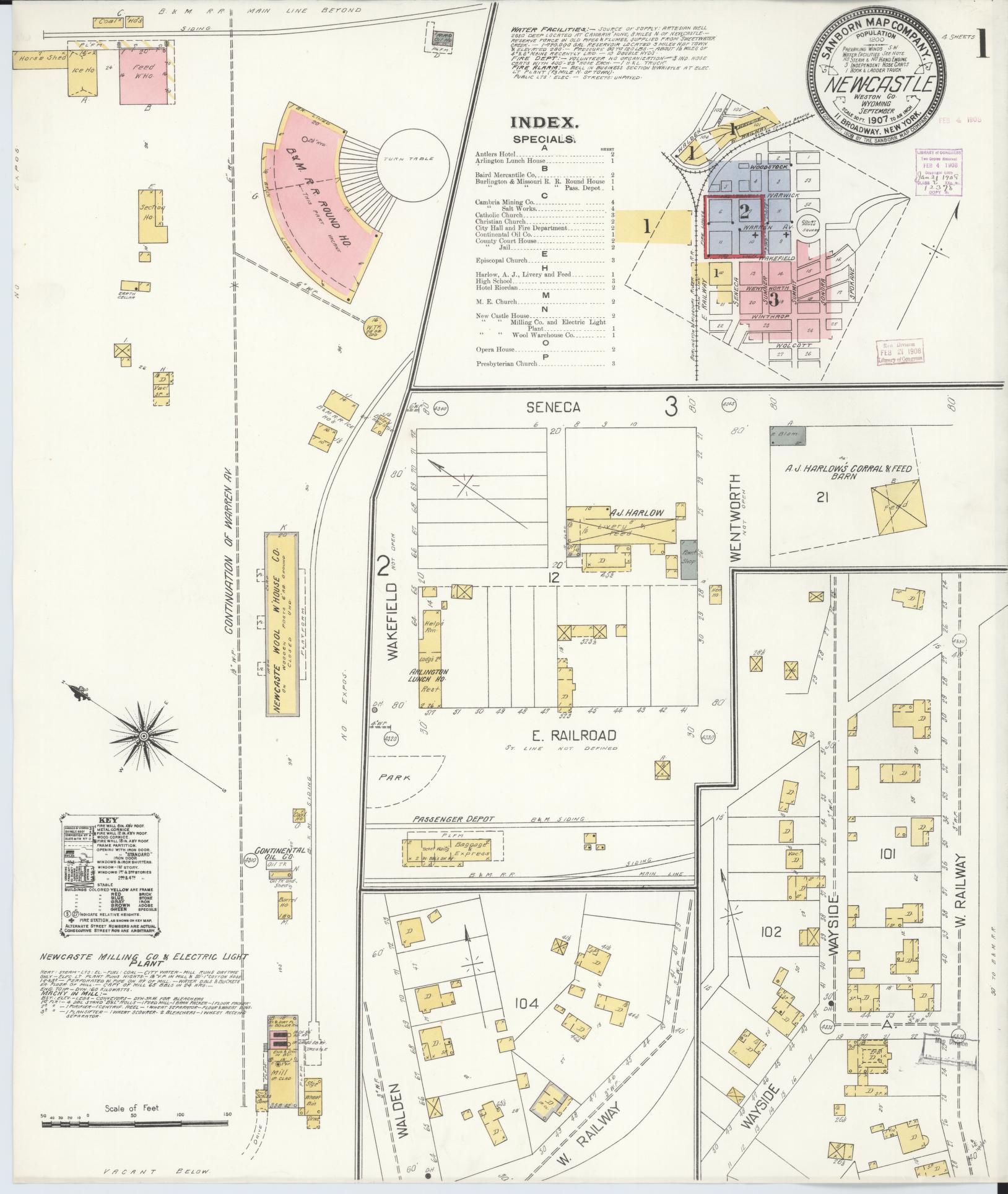 Sanborn Fire Insurance Map from Newcastle, Weston County, Wyoming. (1907) – Historic Sanborn Fire Insurance Map Print