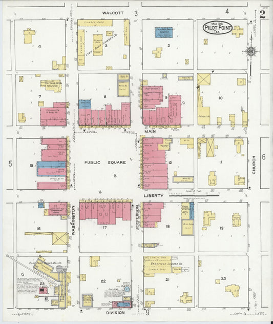 Sanborn Fire Insurance Map from Pilot Point, Denton County, Texas (1921), Sheet #0002 - Historic Sanborn Fire Insurance Map Print, vintage old map wall art, antique decor, genealogy gift, Texas Texas map