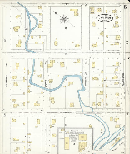 Sanborn Fire Insurance Map from Dayton, Columbia County, Washington (1896), Sheet #0006 - Complete Map Set gallery image, historic Sanborn map, vintage wall art, Washington Washington