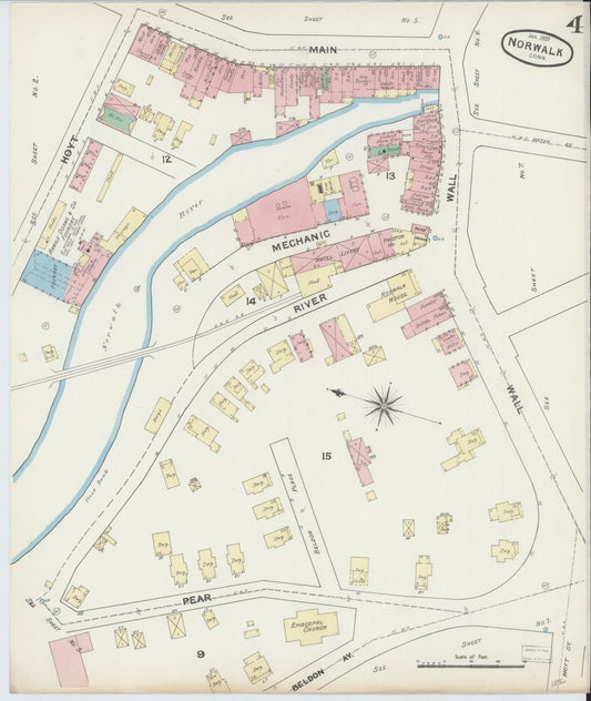 Sanborn Fire Insurance Map from Norwalk, Fairfield County, Connecticut (1891), Sheet #0003 - Historic Sanborn Fire Insurance Map Print, vintage old map wall art, antique decor, genealogy gift, Connecticut Connecticut map