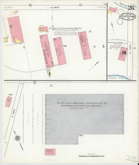 Sanborn Fire Insurance Map from Pottstown, Montgomery County, Pennsylvania (1916), Sheet #0026 - Historic Sanborn Fire Insurance Map Print, vintage old map wall art, antique decor, genealogy gift, Pennsylvania Pennsylvania map