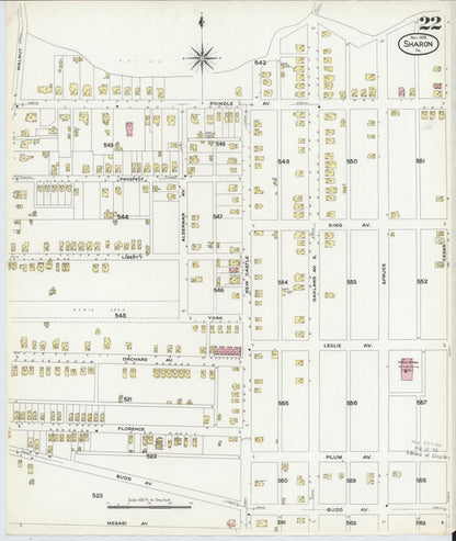 Sanborn Fire Insurance Map from Sharon, Mercer County, Pennsylvania (1908), Sheet #0022 - Complete Map Set gallery image, historic Sanborn map, vintage wall art, Pennsylvania Pennsylvania