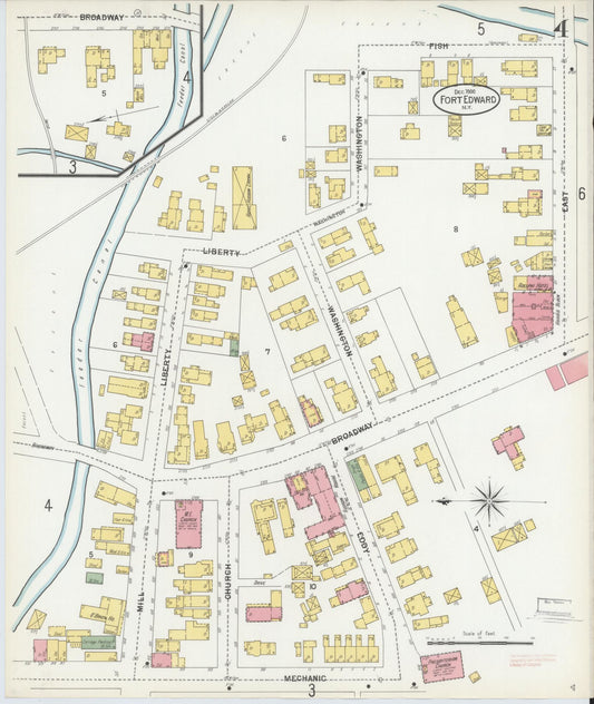 Sanborn Fire Insurance Map from Fort Edward, Washington County, New York (1900), Sheet #0004 - Historic Sanborn Fire Insurance Map Print, vintage old map wall art, antique decor, genealogy gift, New York New York map