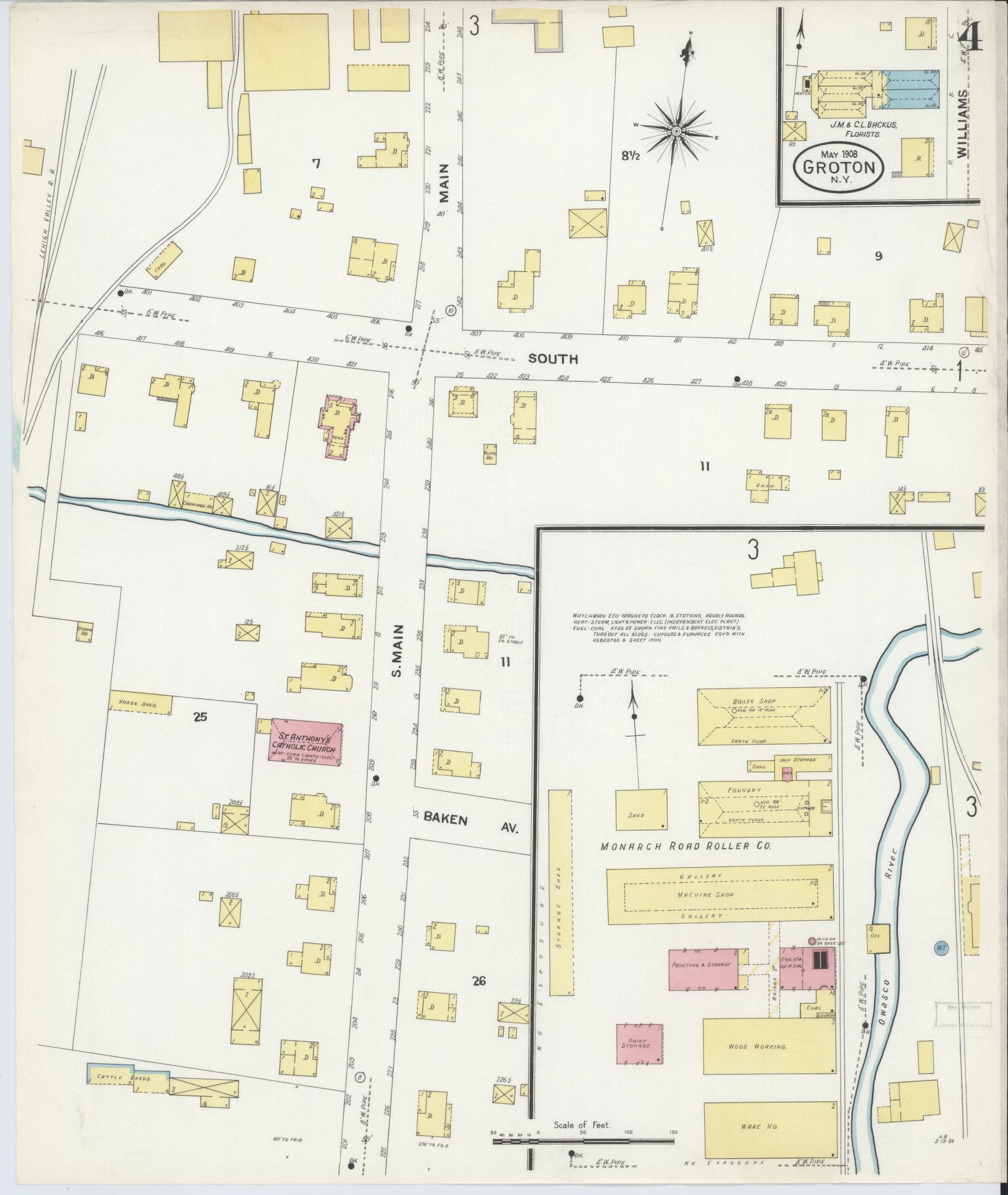 Sanborn Fire Insurance Map from Groton, Tomkins County, New York (1908), Sheet #0004 - Complete Map Set gallery image, historic Sanborn map, vintage wall art, New York New York