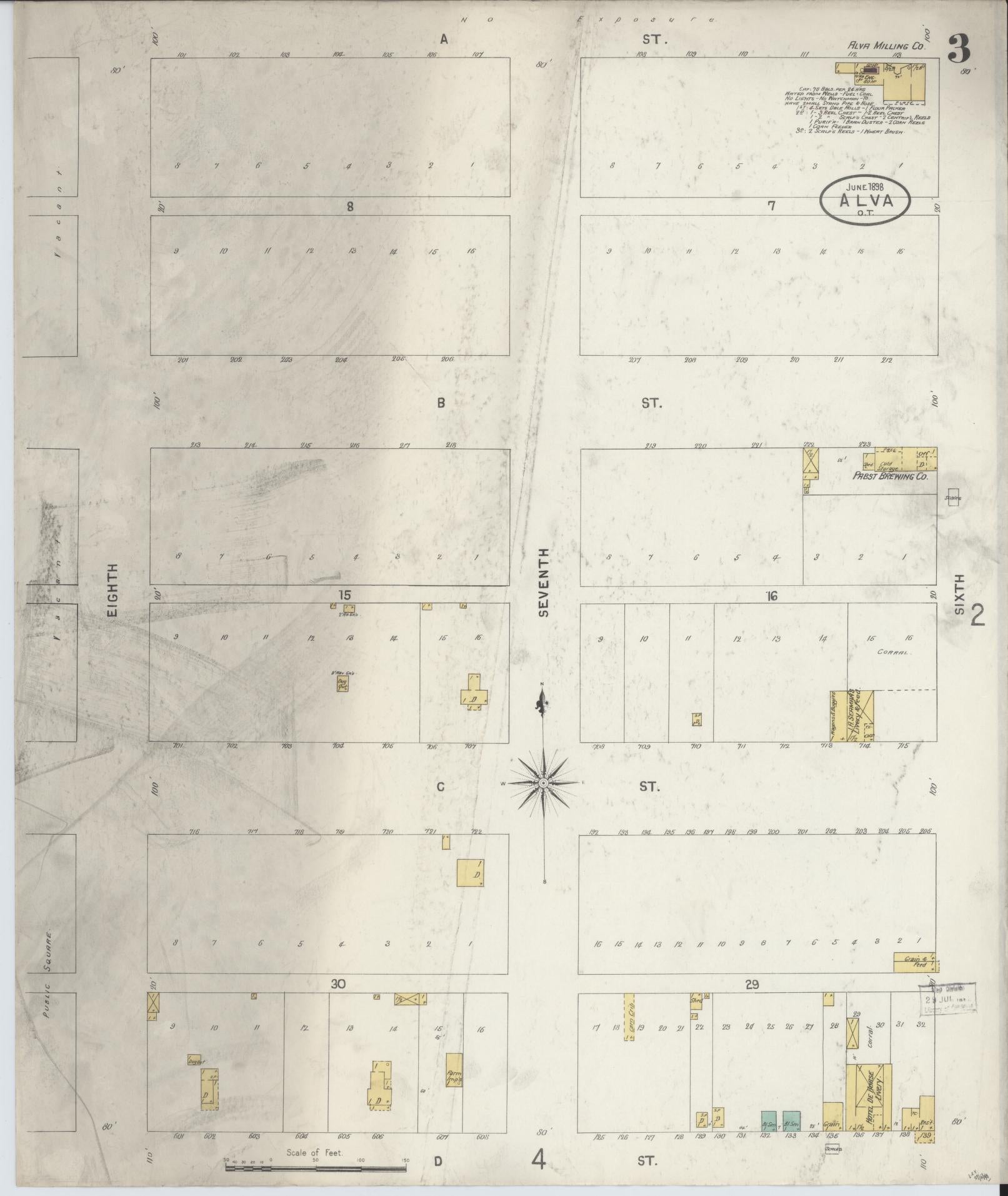 Sanborn Fire Insurance Map from Alva, Woods County, Oklahoma (1898), Sheet #0003 - Complete Map Set gallery image, historic Sanborn map, vintage wall art, Oklahoma Oklahoma