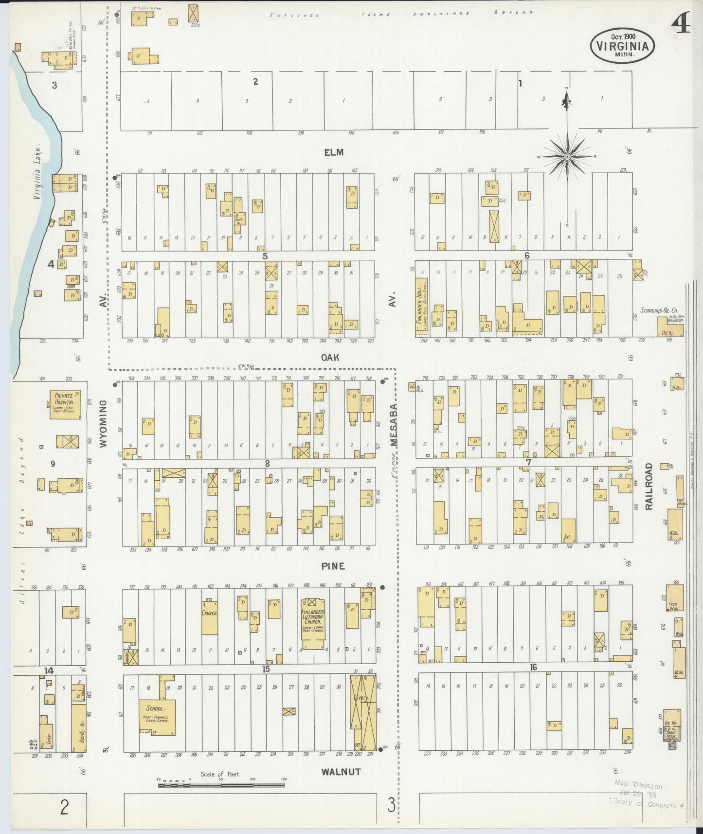 Sanborn Fire Insurance Map from Virginia, Saint Louis County, Minnesota (1900), Sheet #0004 - Complete Map Set gallery image, historic Sanborn map, vintage wall art, Minnesota Minnesota