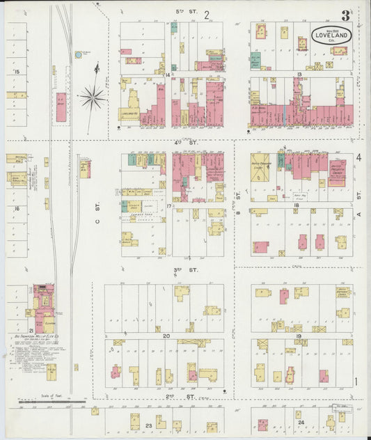 Sanborn Fire Insurance Map from Loveland, Larimer County, Colorado (1900), Sheet #0003 - Historic Sanborn Fire Insurance Map Print, vintage old map wall art, antique decor, genealogy gift, Colorado Colorado map