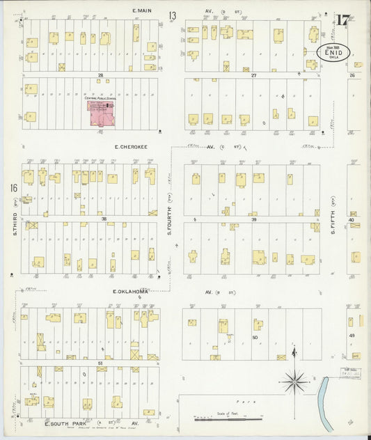 Sanborn Fire Insurance Map from Enid, Garfield County, Oklahoma (1908), Sheet #0017 - Historic Sanborn Fire Insurance Map Print, vintage old map wall art, antique decor, genealogy gift, Oklahoma Oklahoma map
