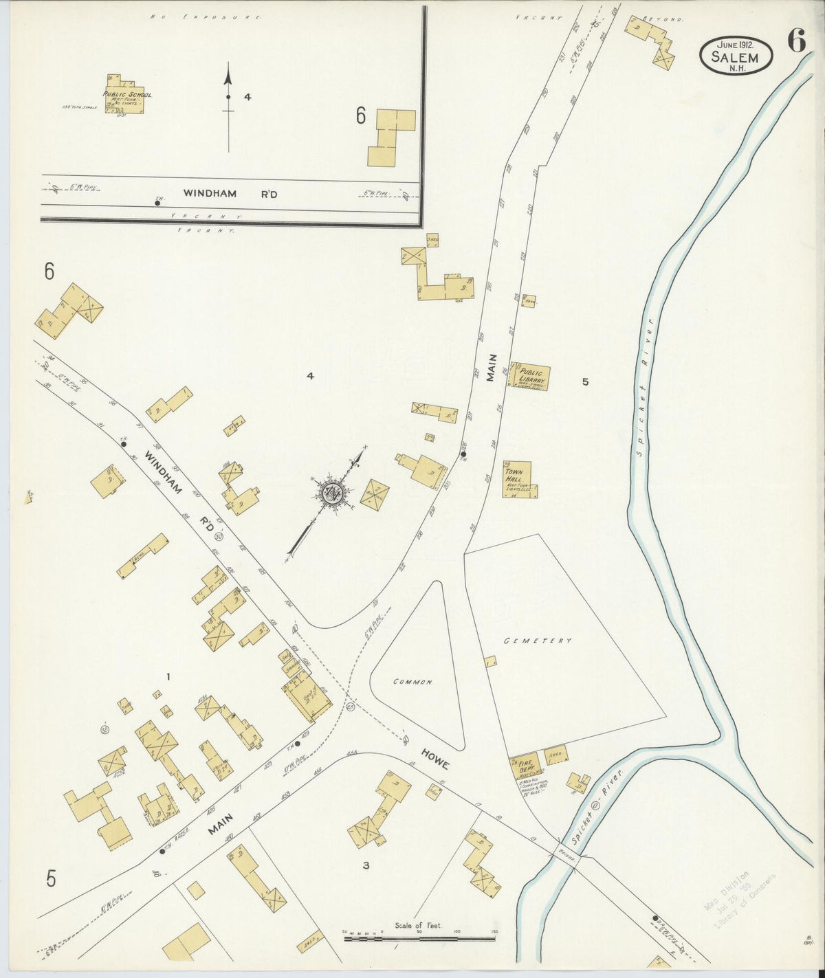 Sanborn Fire Insurance Map from Salem, Rockingham County, New Hampshire (1912), Sheet #0006 - Complete Map Set gallery image, historic Sanborn map, vintage wall art, New Hampshire New Hampshire