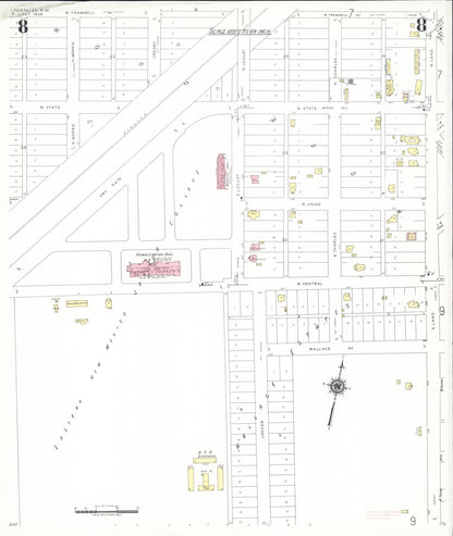 Sanborn Fire Insurance Map from Portales, Roosevelt County, New Mexico (1938), Sheet #0008 - Complete Map Set gallery image, historic Sanborn map, vintage wall art, New Mexico New Mexico