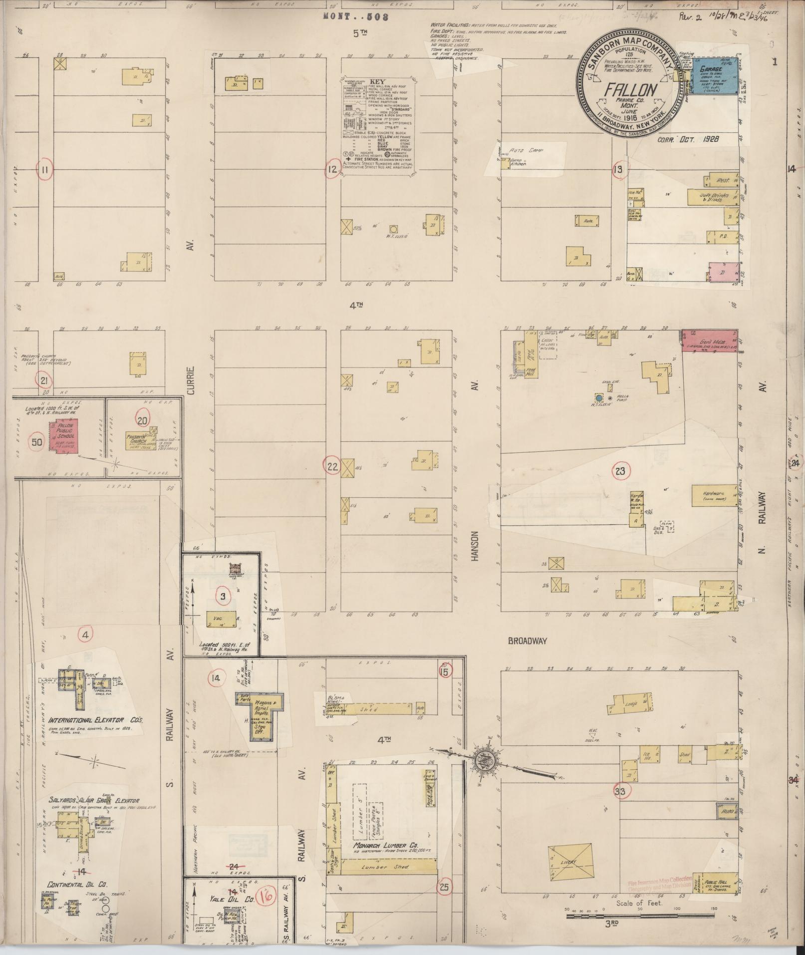 Sanborn Fire Insurance Map from Fallon, Prairie County, Montana. (1928) – Historic Sanborn Fire Insurance Map Print