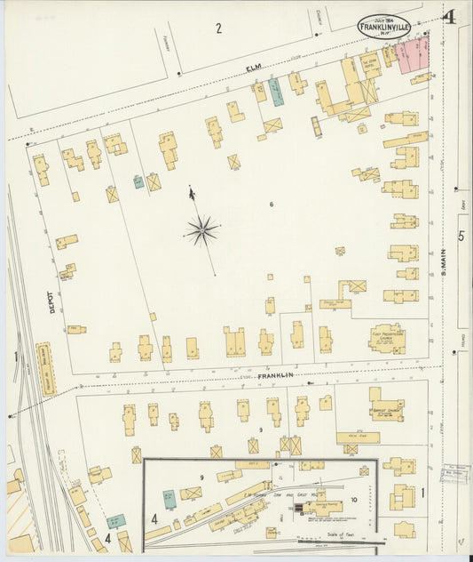 Sanborn Fire Insurance Map from Franklinville, Cattaraugus County, New York (1904), Sheet #0004 - Historic Sanborn Fire Insurance Map Print, vintage old map wall art, antique decor, genealogy gift, New York New York map