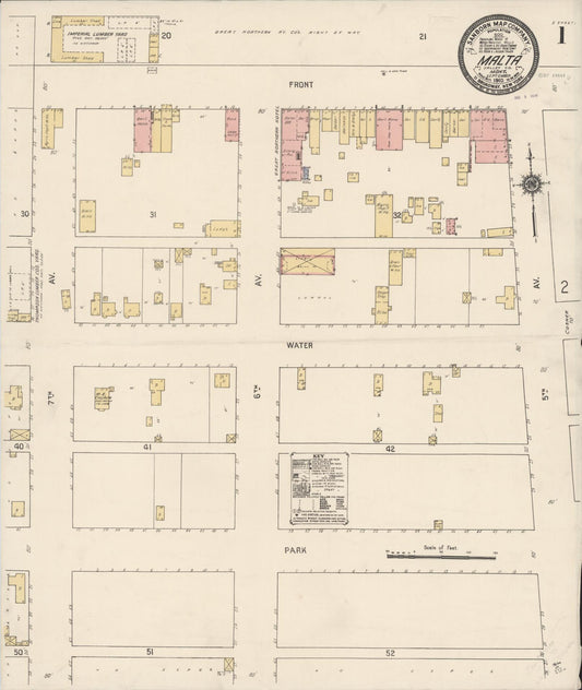 Sanborn Fire Insurance Map from Malta, Phillip County, Montana (1910), Sheet #0001 - Complete Map Set gallery image, historic Sanborn map, vintage wall art, Montana Montana