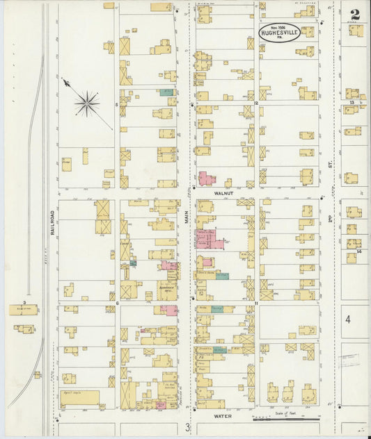 Sanborn Fire Insurance Map from Hughesville, Lycoming County, Pennsylvania (1906), Sheet #0002 - Historic Sanborn Fire Insurance Map Print, vintage old map wall art, antique decor, genealogy gift, Pennsylvania Pennsylvania map