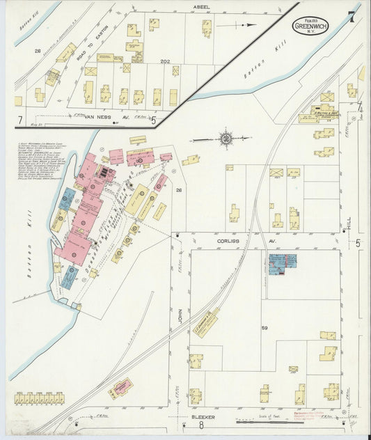 Sanborn Fire Insurance Map from Greenwich, Washington County, New York (1913), Sheet #0007 - Historic Sanborn Fire Insurance Map Print, vintage old map wall art, antique decor, genealogy gift, New York New York map