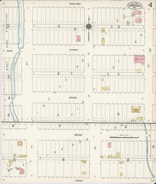 Sanborn Fire Insurance Map from Saratoga, Carbon County, Wyoming (1912), Sheet #0004 - Historic Sanborn Fire Insurance Map Print, vintage old map wall art, antique decor, genealogy gift, Wyoming Wyoming map