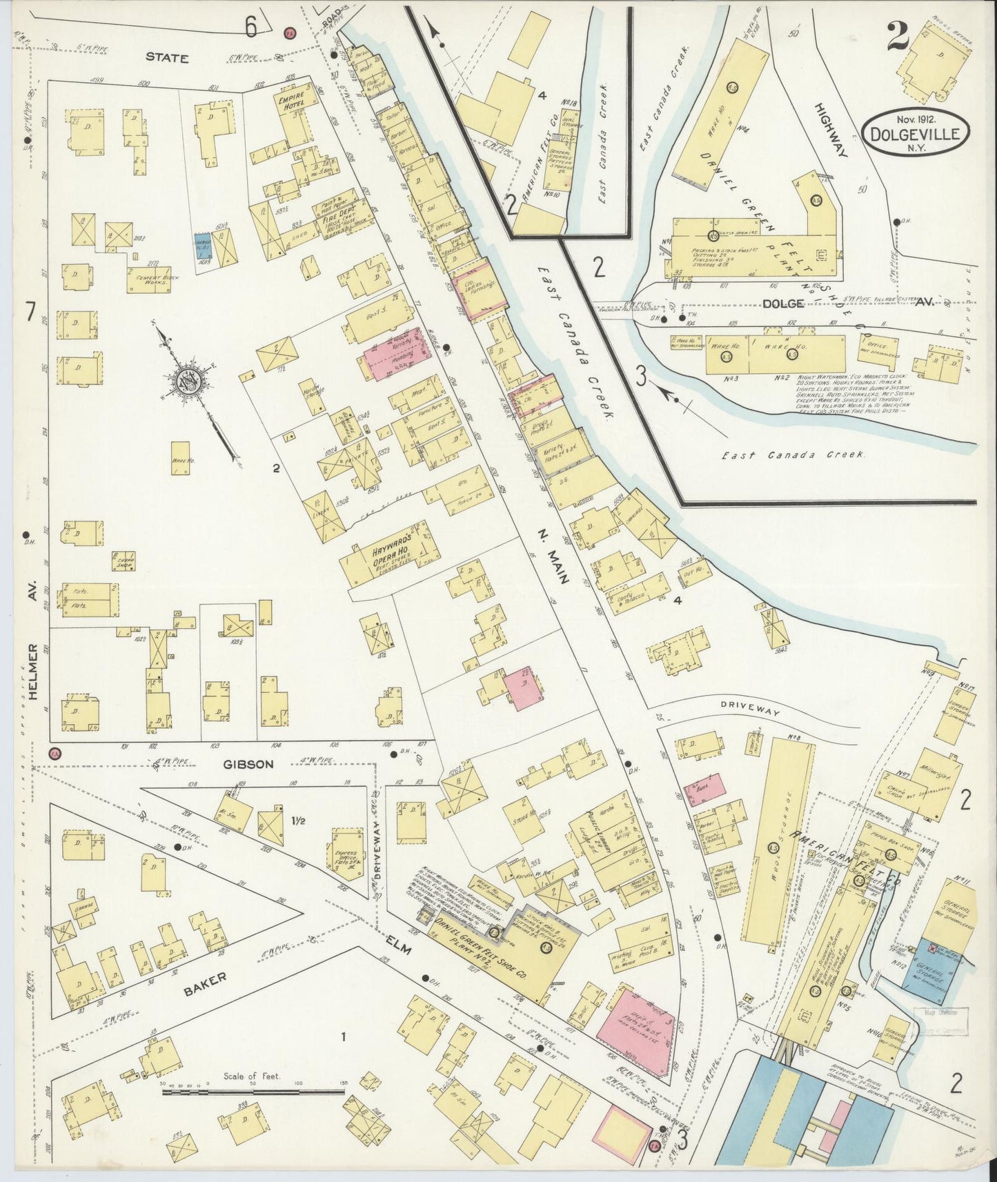 Sanborn Fire Insurance Map from Dolgeville, Hirkimer County, New York (1912), Sheet #0002 - Historic Sanborn Fire Insurance Map Print, vintage old map wall art, antique decor, genealogy gift, New York New York map