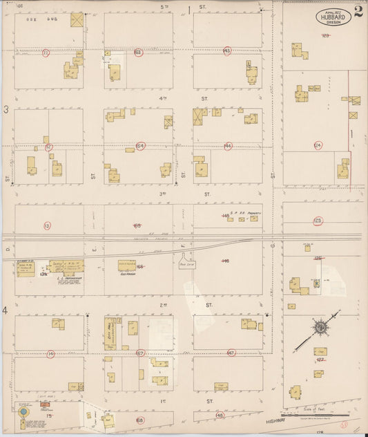 Sanborn Fire Insurance Map from Hubbard, Marion County, Oregon (1928), Sheet #0002 - Historic Sanborn Fire Insurance Map Print, vintage old map wall art, antique decor, genealogy gift, Oregon Oregon map