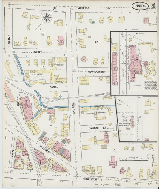 Sanborn Fire Insurance Map from Goshen, Orange County, New York (1889), Sheet #0004 - Historic Sanborn Fire Insurance Map Print, vintage old map wall art, antique decor, genealogy gift, New York New York map