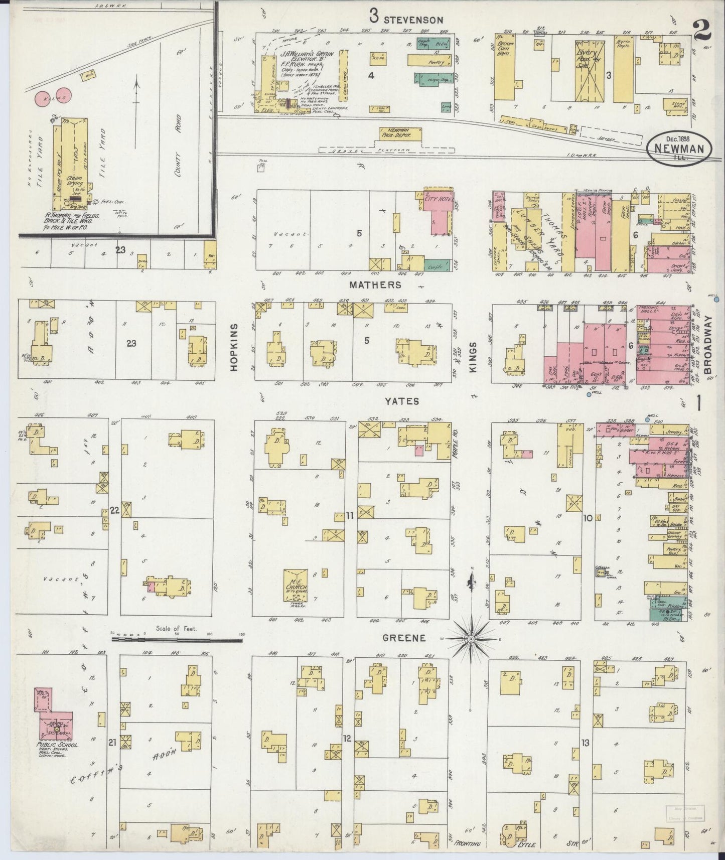 Sanborn Fire Insurance Map from Newman, Douglas County, Illinois (1898), Sheet #0002 - Complete Map Set gallery image, historic Sanborn map, vintage wall art, Illinois Illinois
