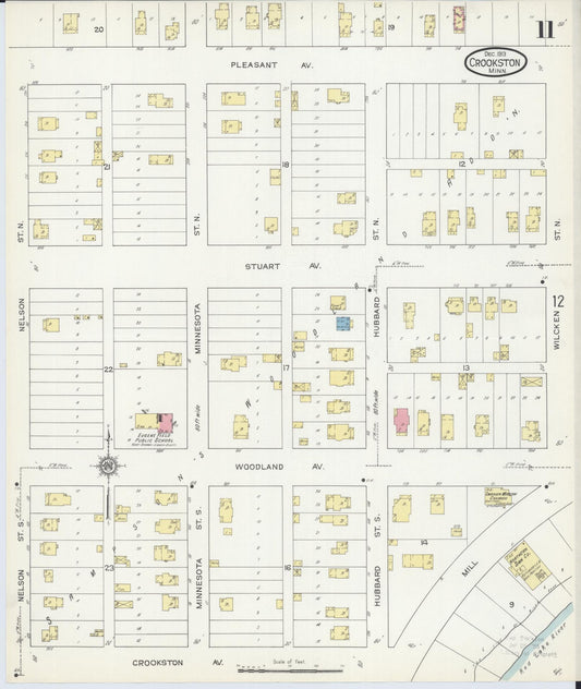 Sanborn Fire Insurance Map from Crookston, Polk County, Minnesota (1913), Sheet #0011 - Historic Sanborn Fire Insurance Map Print, vintage old map wall art, antique decor, genealogy gift, Minnesota Minnesota map