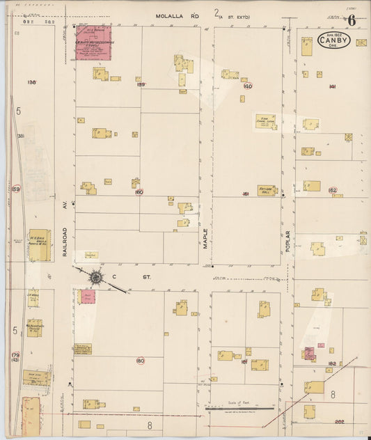 Sanborn Fire Insurance Map from Canby, Clackamas County, Oregon (1931), Sheet #0006 - Historic Sanborn Fire Insurance Map Print, vintage old map wall art, antique decor, genealogy gift, Oregon Oregon map