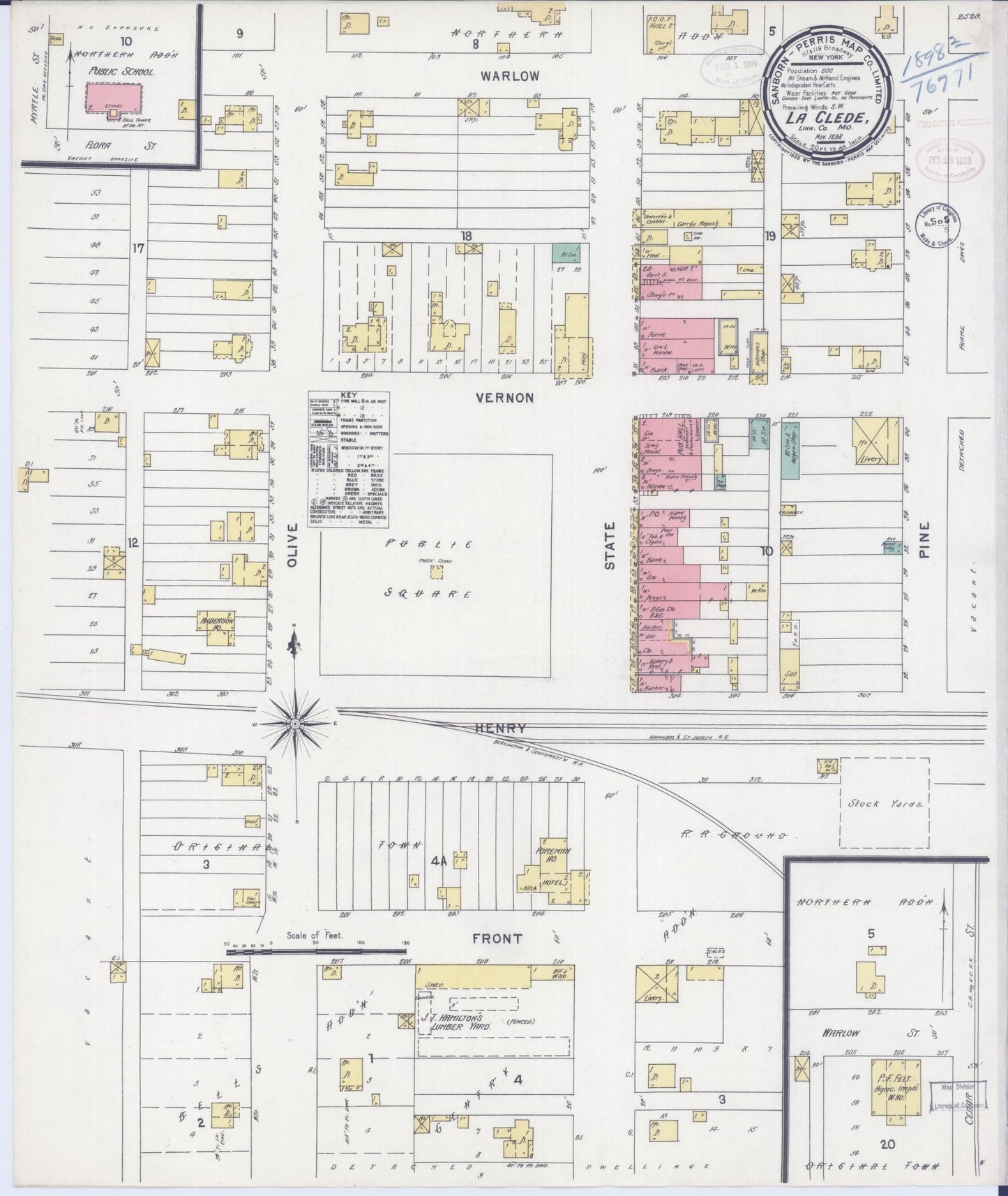 Sanborn Fire Insurance Map from Laclede, Linn County, Missouri (1898), Sheet #0001 - Historic Sanborn Fire Insurance Map Print, vintage old map wall art, antique decor, genealogy gift, Missouri Missouri map