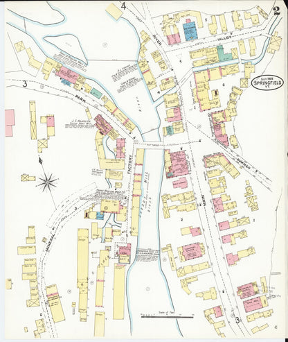Sanborn Fire Insurance Map from Springfield, Windsor County, Vermont (1905), Sheet #0002 - Complete Map Set gallery image, historic Sanborn map, vintage wall art, Vermont Vermont