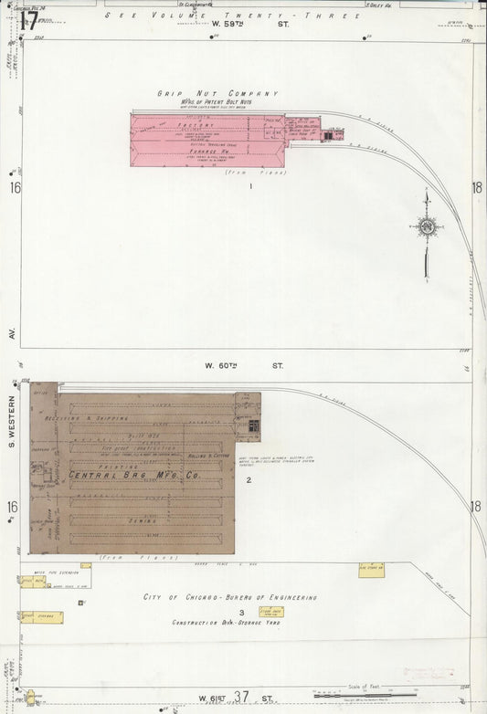 Sanborn Fire Insurance Map from Chicago, Cook County, Illinois (1920), Sheet #0017 - Historic Sanborn Fire Insurance Map Print, vintage old map wall art, antique decor, genealogy gift, Illinois Illinois map
