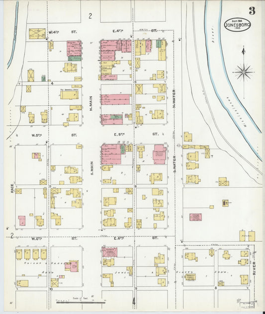Sanborn Fire Insurance Map from Jonesboro, Grant County, Indiana (1904), Sheet #0003 - Historic Sanborn Fire Insurance Map Print, vintage old map wall art, antique decor, genealogy gift, Indiana Indiana map
