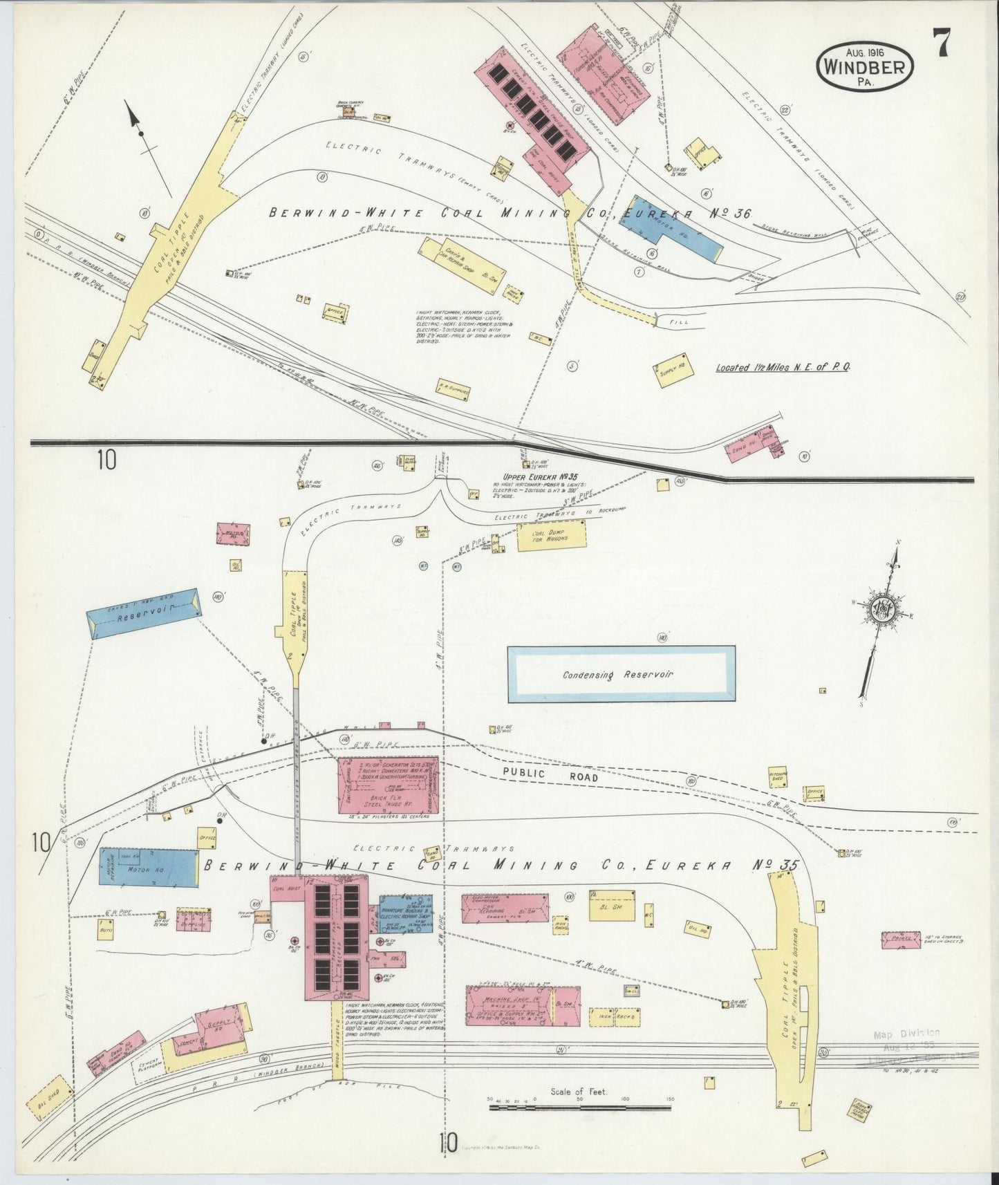 Sanborn Fire Insurance Map from Windber, Somerset County, Pennsylvania (1916), Sheet #0007 - Historic Sanborn Fire Insurance Map Print, vintage old map wall art, antique decor, genealogy gift, Pennsylvania Pennsylvania map