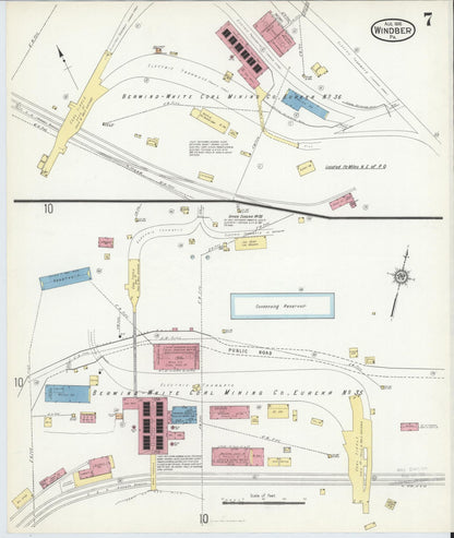 Sanborn Fire Insurance Map from Windber, Somerset County, Pennsylvania (1916), Sheet #0007 - Historic Sanborn Fire Insurance Map Print, vintage old map wall art, antique decor, genealogy gift, Pennsylvania Pennsylvania map