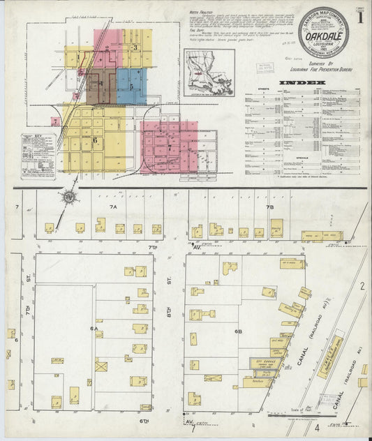 Sanborn Fire Insurance Map from Oakdale, Allen Parish, Louisiana. (1921) – Historic Sanborn Fire Insurance Map Print