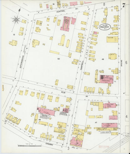 Sanborn Fire Insurance Map from Rahway, Union County, New Jersey (1901), Sheet #0007 - Historic Sanborn Fire Insurance Map Print, vintage old map wall art, antique decor, genealogy gift, New Jersey New Jersey map