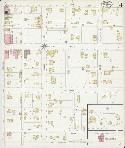 Sanborn Fire Insurance Map from Toulon, Stark County, Illinois (1907), Sheet #0004 - Complete Map Set gallery image, historic Sanborn map, vintage wall art, Illinois Illinois