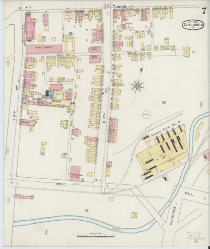 Sanborn Fire Insurance Map from Columbia, Lancaster County, Pennsylvania (1894), Sheet #0007 - Historic Sanborn Fire Insurance Map Print, vintage old map wall art, antique decor, genealogy gift, Pennsylvania Pennsylvania map