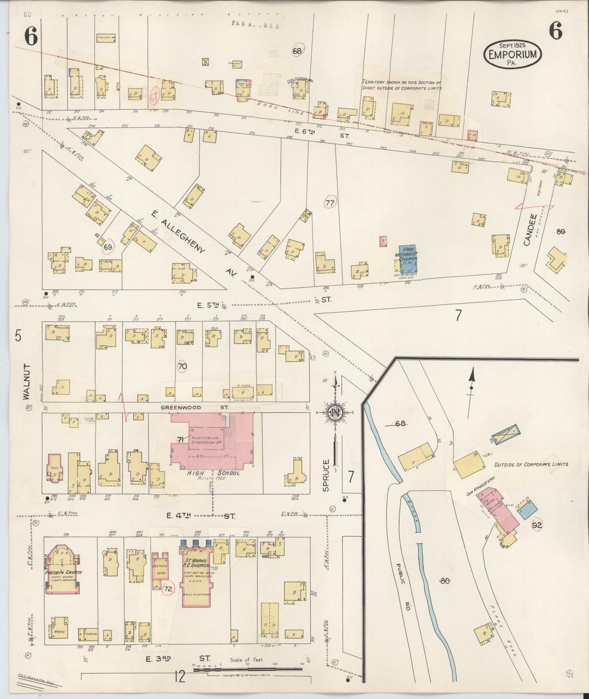 Sanborn Fire Insurance Map from Emporium, Cameron County, Pennsylvania (1938), Sheet #0006 - Complete Map Set gallery image, historic Sanborn map, vintage wall art, Pennsylvania Pennsylvania