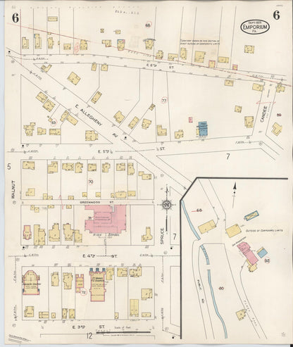 Sanborn Fire Insurance Map from Emporium, Cameron County, Pennsylvania (1938), Sheet #0006 - Complete Map Set gallery image, historic Sanborn map, vintage wall art, Pennsylvania Pennsylvania