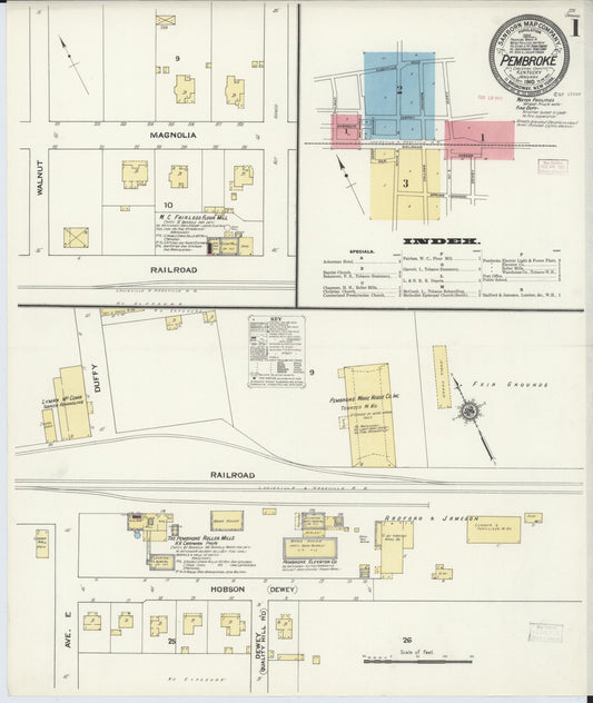 Sanborn Fire Insurance Map from Pembroke, Christian County, Kentucky (1910), Sheet #0001 - Complete Map Set gallery image, historic Sanborn map, vintage wall art, Kentucky Kentucky