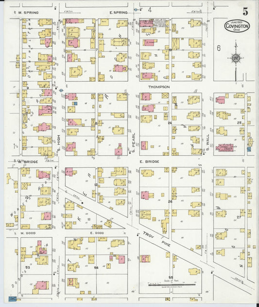Sanborn Fire Insurance Map from Covington, Miami County, Ohio (1920), Sheet #0005 - Historic Sanborn Fire Insurance Map Print, vintage old map wall art, antique decor, genealogy gift, Ohio Ohio map