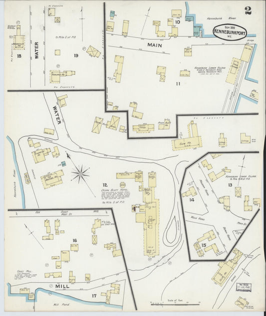 Sanborn Fire Insurance Map from Kennebunkport, York County, Maine (1891), Sheet #0002 - Historic Sanborn Fire Insurance Map Print, vintage old map wall art, antique decor, genealogy gift, Maine Maine map
