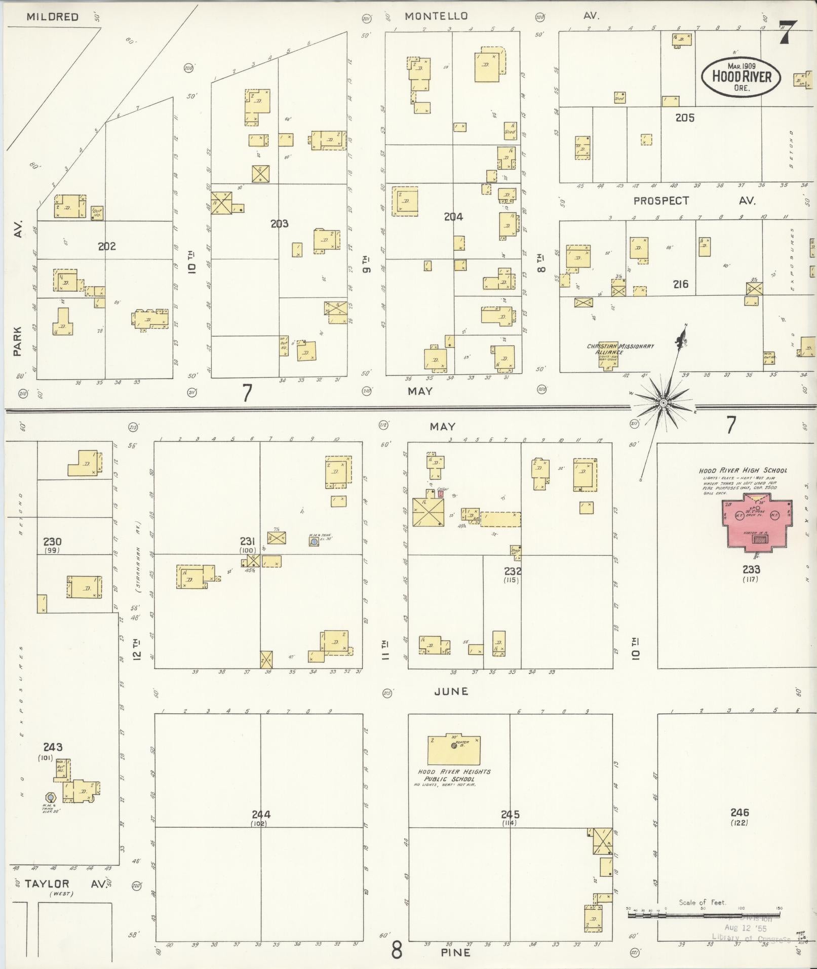 Sanborn Fire Insurance Map from Hood River, Hood River County, Oregon (1909), Sheet #0007 - Complete Map Set gallery image, historic Sanborn map, vintage wall art, Oregon Oregon