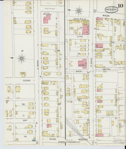 Sanborn Fire Insurance Map from Newark, Licking County, Ohio (1893), Sheet #0010 - Complete Map Set gallery image, historic Sanborn map, vintage wall art, Ohio Ohio