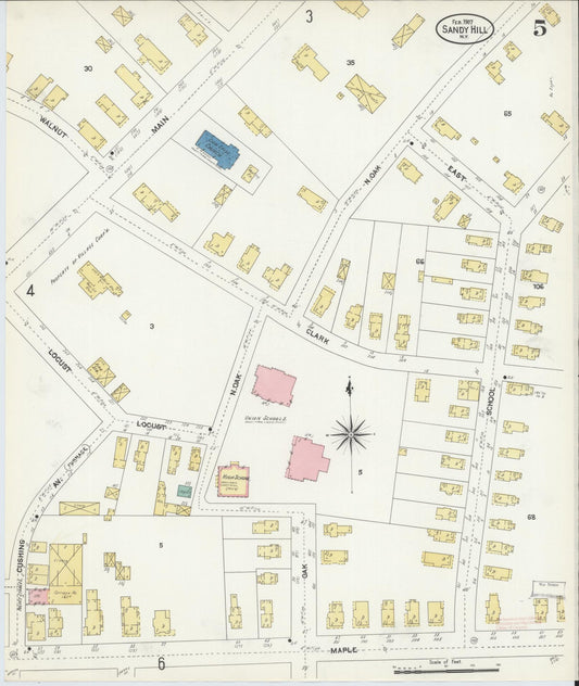 Sanborn Fire Insurance Map from Sandy Hill, Washington County, New York (1907), Sheet #0005 - Historic Sanborn Fire Insurance Map Print, vintage old map wall art, antique decor, genealogy gift, New York New York map